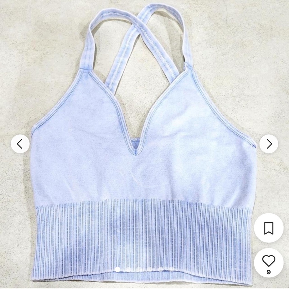 Free People Racerback Bralette Crop Top Medium Blue